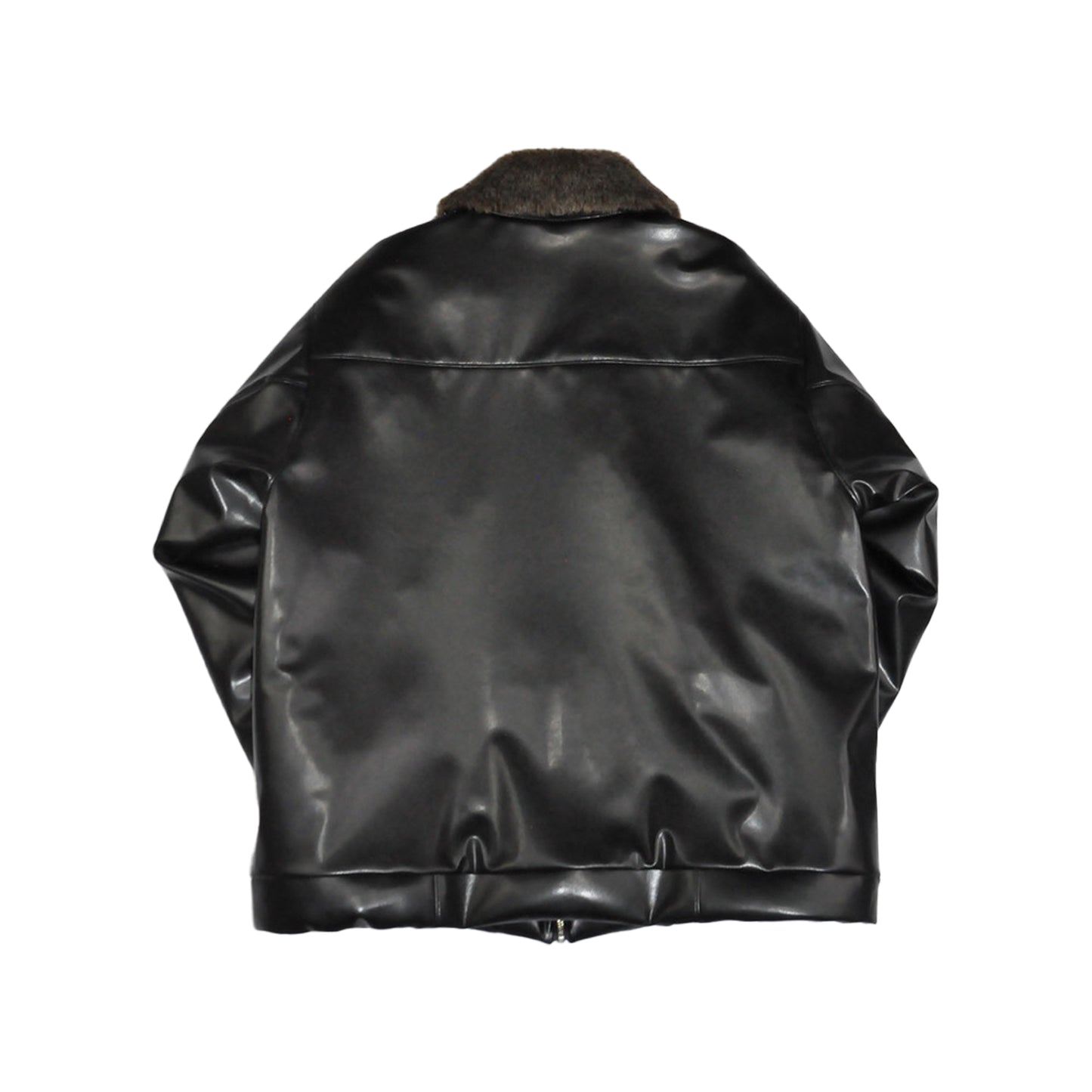 BOUFFANT FAUX LEATHER JACKET